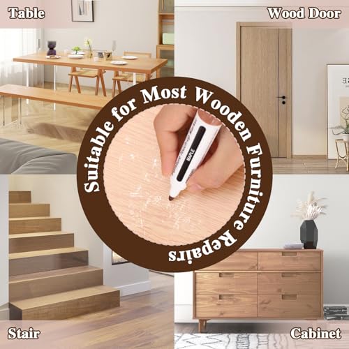 Dual Tip Furniture Markers Touch Up,Upgrade 13 Pcs Wood Markers Furniture Repair Kit,Touch Up Paint Pen and Wood Filler Putty Stick with Sharpener Kit,for Wood Stain Remover,Wood Floor Scratch Repair