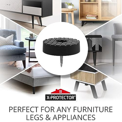 X-Protector Screw On Rubber Feet - 32 PCS 0.7" - Premium Non Slip Furniture Pads - Anti Skid Pads for Furniture Feet - Chair Leg Protectors - Furniture Grippers for All Surfaces - Protect Any Floors! - size: 0.7"
