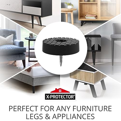 X-Protector Screw On Rubber Feet - 32 PCS 0.95" - Premium Non Slip Furniture Pads - Anti Skid Pads for Furniture Feet - Chair Leg Protectors - Furniture Grippers for All Surfaces - Protect Any Floors! - size: 0.95"