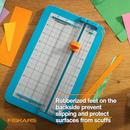Fiskars Kids Junior Paper Trimmer – Turquoise Safe and Easy Paper Cutter for Crafting and School Projects 7 x 11.5 Inches - style: Jr Paper Trimmer