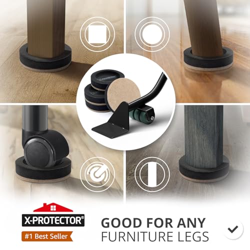 X-Protector Felt Furniture Sliders for Hardwood Floors & Furniture Lifter Tool Set - 4 PCS 3 1/2" Sliders for Furniture with Furniture Jack. Move Your Furniture Easily with Premium Furniture Movers! - size: 4 PCS 3 1/2 inch (with Lifter)