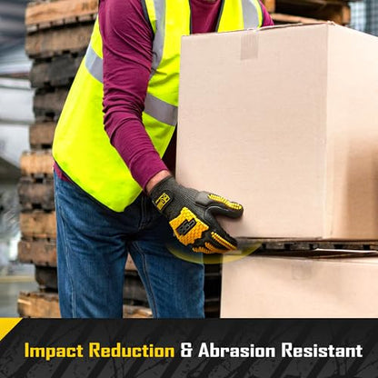COOLJOB A6 Cut Resistant Anti Vibration Work Gloves Men, TPR Impact Reduce Mittens, Palm Rubber Patch Shock Absorption, M-2XL - size: Large
