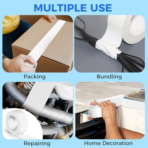 Duct Tape, 2 Inch x 35 Yards, 1 Roll, Waterproof and Heavy Duty, Tear by Hand, for Packing Repairing and Crafts (White) - color: White