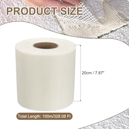 PATIKIL Drywall Repair Mesh Tape, 8 inch x 328 ft Fiberglass Repair Patch Self-Adhesive Dry Wall Joint Tape 10 Mesh Wall Hole Crack and Seam Patch, White - size: 8 Inch X 328 Feet