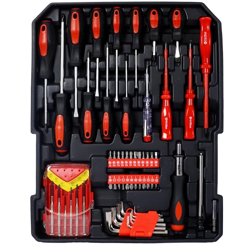 969pcs Home Repair Tool Set Kit, Toolbox Storage Case with 4 Drawers, General Household Tool Kit with Rolling Tool Box, Tool Set Kit for Maintenance, Garden, Homeowner, Handyman -Black