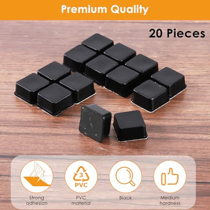 Rubber Feet for Electronics 20PCS Square - Black Rubber Bumpers Self Adhesive, Adhesive Rubber Feet for Cutting Board Speakers, Laptop, Appliances 0.78" x 0.38" - size: Black