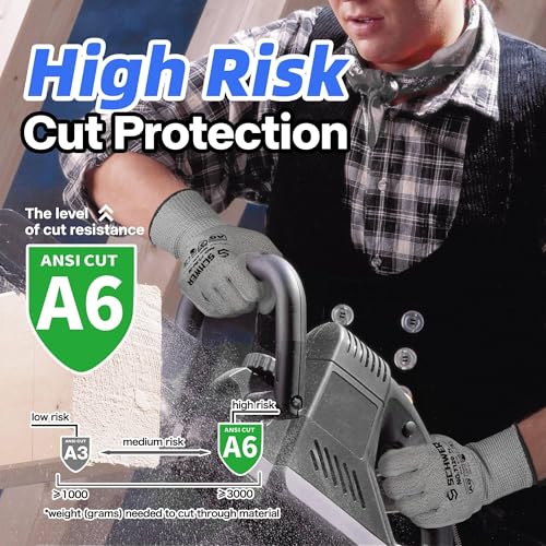Schwer 3 Pairs Cut Resistant Gloves ANSI A6/A7 (Send Randomly) Cut Proof Work Gloves, Touchscreen, for Men and Women Used to Woodworking, Glass Cutting, Construction, Car Repair, M - size: Medium, style: 3 Pairs