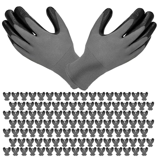 YOUKE OLA 120 Pair Gardening Gloves for Men, Breathable Rubber Coated Garden Gloves Working Gloves for Gardening, Construction Black 10/XLarge