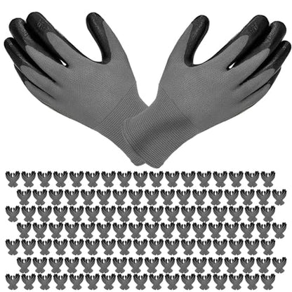 YOUKE OLA 120 Pair Gardening Gloves for Men, Breathable Rubber Coated Garden Gloves Working Gloves for Gardening, Construction Black 10/XLarge