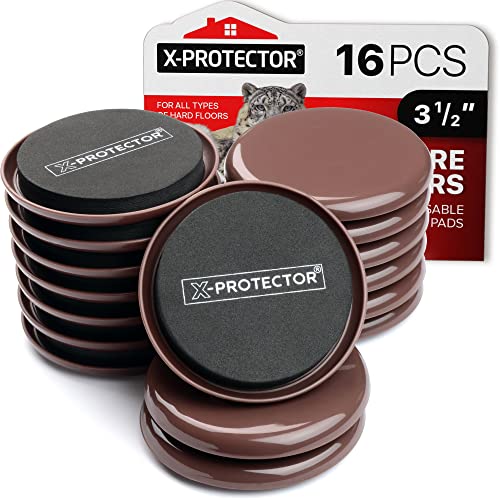 Furniture Sliders for Carpet X-PROTECTOR - 16 PCS Best Heavy Moving Pads 3 1/2" - Sliders for Furniture. Move Your Furniture Easy with Reusable Furniture Movers Sliders for Carpets! - size: 16 PCS 3.5", For Carpet