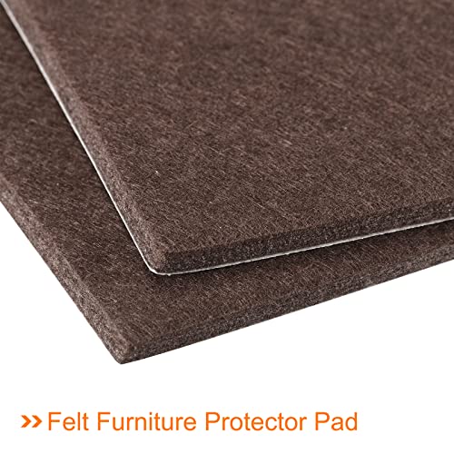 uxcell Felt Furniture Pads, 5-inch x 5-inch Self Adhesive Cuttable Anti Scratch Square Floor Protectors for Furniture Legs Hardwood Floor, Brown 8Pcs - size: 5-inch x 5-inch