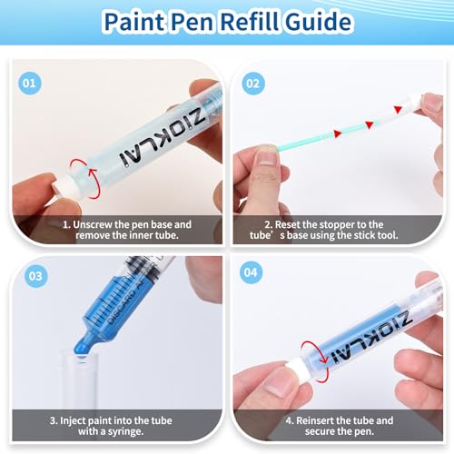 Refillable Touch Up Paint Pen Set 3 Paint Touch Up Pens Fillable Pens with 3 Syringes & 3 Brush Heads (Fine, Round, Flat) for Walls, Wood, Furniture, Cabinets, DIY