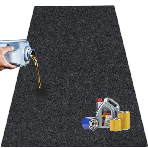Ahpuhtan 36 x 60 Inch Oil Spill Mat for Garage, Garage Floor Oil Change Mat for Driveway Under Car, Oil Pads Drip Leak Mat with Weather Backing, Reusable, Washable, Non Slip, Protects Floor - color: 1 Pack-36 X 60 Inch