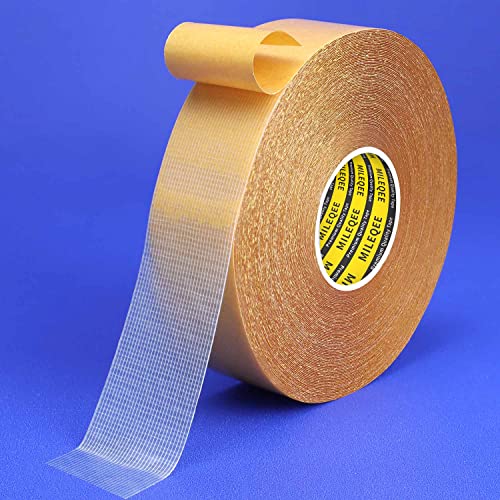 Double Sided Tape Heavy Duty, 1.18" x 66FT, Universal High Tack Strong Wall Adhesive with Fiberglass Mesh, Super Sticky Resistente Clear Tape, Easy Use Mounting Tape Office Decor - size: 1.18" x 66FT
