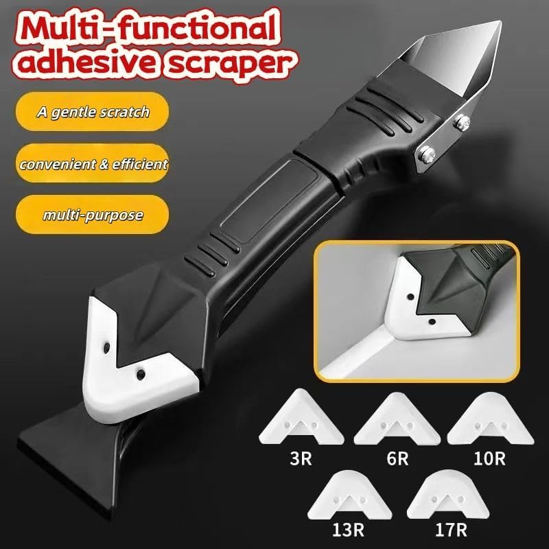 (Black) Caulk Remover Tool Kit, Grout Removal & Sealant Finishing Scraper Set for Bathroom Kitchen Tile Joints Repair