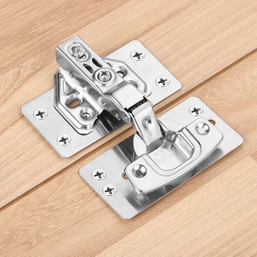 uxcell 8 Pcs 90x47mm / 3.54x1.85 Cabinet Hinges Repair Plate, Stainless Steel Hinge Repair Brackets Hinge Side for Wooden Kitchen Cupboard Furniture Door, Silver