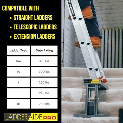 Ideal Security Foldable Ladder-Aide PRO: Fits Steps 4.921" to 7.875" High, Ladder Extender, Accessories, Stabilizer, Leveler for Single and Extension Ladders - style: Ladder-Aide PRO