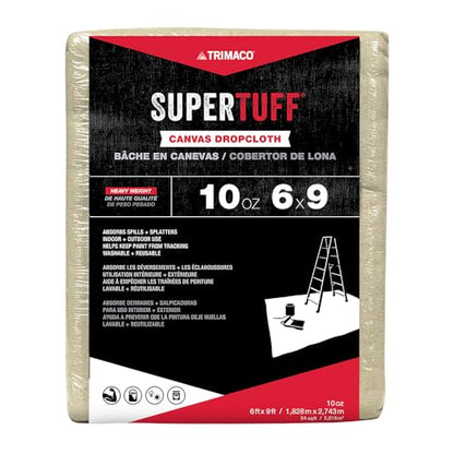 Trimaco 51129 SuperTuff Drop Cloth, 6-feet x 9-feet, Tan, 54 Sq Ft - size: 6-feet x 9-feet