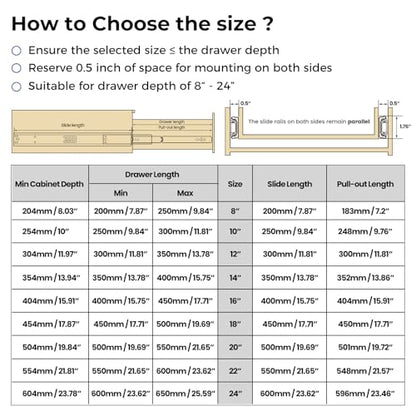 LONTAN Heavy Duty Full Extension Ball Bearing Drawer Slides 8 10 12 14 16 18 20 22 24 Inch Side Mount File Cabinet Rails Dresser Runner Kitchen Cabinet Drawer Glides 100 LB Capacity (24 inch，1 Pair) - color: Silver, size: 24 Inch - Drawer Slide