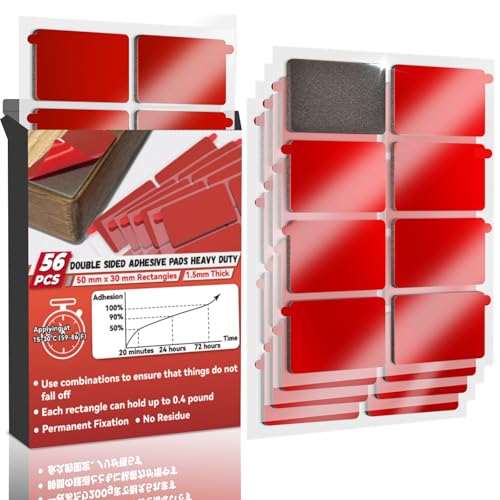 Tikfoam 56Pcs Double Sided Tape Pre Cut, Heat Resistant, Heavy Duty UltraSticky Mounting Adhesive Pad, 2x1.18 inch Rectangles 1.5mm Thicked for Car, Home, Office and Outdoor - size: 2x1.2 inch Rectangle