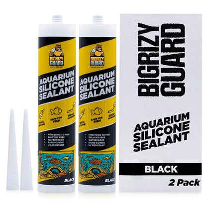 Aquarium Silicone Sealant Black 2x10.14 Fl oz Cartridge - Aquarium Safe Silicone for Fish & Plants | 100% Waterproof, Premium, Non-Toxic, Solvent Free, Strong Bond, Fast Curing (2 Pack) - color: Black, size: 2 Pack