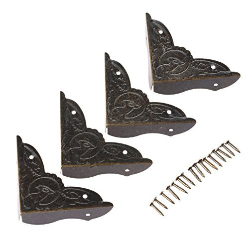 dophee Retro Decorative Lock, Latch Hasps, Pulls Handles, Hinges and Box Corner Protectors Hardware Kit for Jewelry Box Cabinet Wooden Box Handcrafts Project - style: Corner Protector Kit