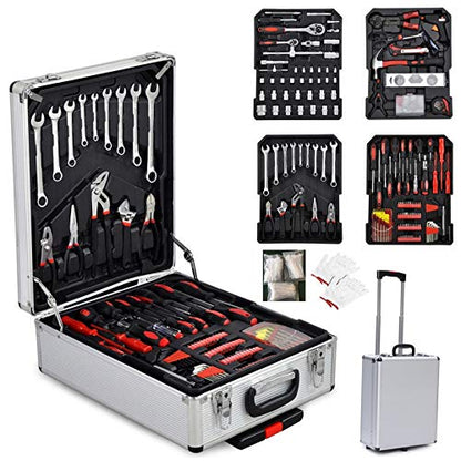 799pcs Tool Set,House Repairing Hand Tool,Portable Complete Basic Repair General Hand Tool Sets for Men Women,Home Basic Repair Tool Kit,with Aluminum Trolley Case,for DIY Home Maintenance (Silver) - color: 799pcs-silver