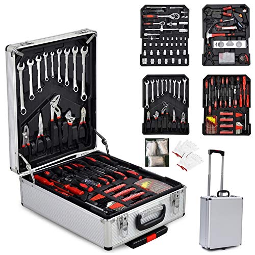 799pcs Tool Set,House Repairing Hand Tool,Portable Complete Basic Repair General Hand Tool Sets for Men Women,Home Basic Repair Tool Kit,with Aluminum Trolley Case,for DIY Home Maintenance (Silver) - color: 799pcs-silver