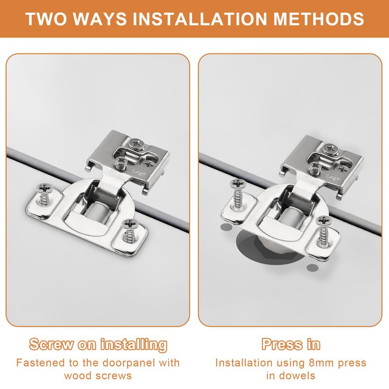 Probrico 1 Pair -2 Pcs 1/2 Inch Overlay Cabinet Hinges, Stainless Steel Soft Close Face Frame Hinges for Kitchen, Concealed Self-Closing Door Hinges - size: 1/2 Inch