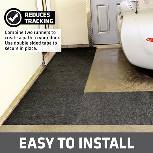 Drymate Garage Floor Runner Mat, (18' x 2'6"), Protects Surfaces, Absorbent, Waterproof, Slip-Resistant, Quick Dry Carpet Fabric, Trimmable & Washable (USA Made) (Charcoal) - size: 18' x 2'6"