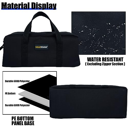 MELOTOUGH Utility Tool Tote bag Combo Kit-Includes 2 Medium Tool Organizer Bags for Electrician, Plumbing, Gardening, HVAC & More (14 inch,Black&Bule) - color: Black & Blue