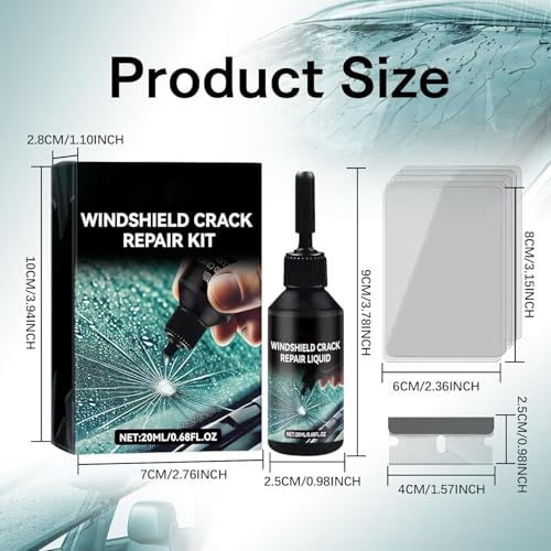 Upgraded Windshield Crack Repair Kit - 2025 New Nano Glass Repair Liquid, Car Glass Repair Tool, 5-Min Quick Fix for Chips, Star-Shaped & All Cracks, Long-Lasting for Windshields, Windows & Mirrors