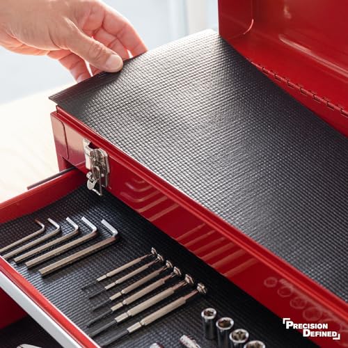 Precision Defined Professional Grade Tool Box Liner, Black | Tool Box Drawer Liner, Shelf Liner Non Slip Mat, Thick Cabinet Shelf Liner, Toolbox Drawer Liners, Tool Chest, Workbench Mat (24 ft x 18") - size: 18"W x 288"L