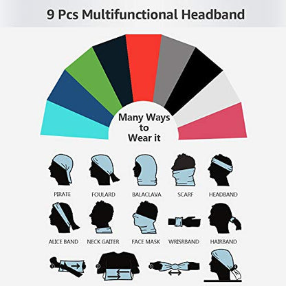 Neck Gaiter Face Mask Headband Bandanas Reusable Cover Fishing Motorcycle Men Women Outdoor Scarf - style: 9pcs Standard Pack a