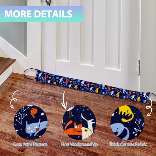 Weighted Door Draft Stopper, 2 Pack 40 Inch Under Door Blocker, Bottom of Door Window Air Noise Light Gap Filler, Saving Energy Cartoon Print Canvas Cotton 2.8Lb - size: 40 inch