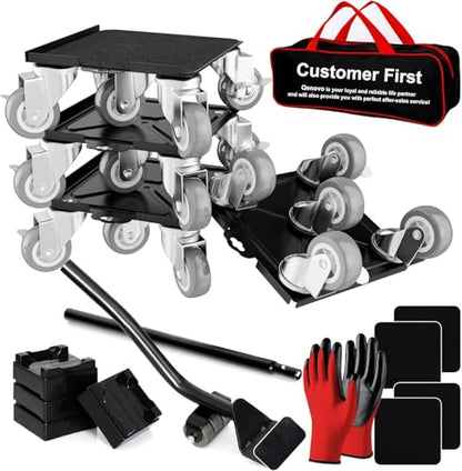 Furniture Dolly Set 5 Wheels Heavy Duty, Furniture Movers with Silent Rubber Wheels, 360° Rotation with Brake, 1000Lbs Load Capacity, Furniture Lifter for Easy Moving Large Furniture. - color: Black, size: 5.3x5.3 IN