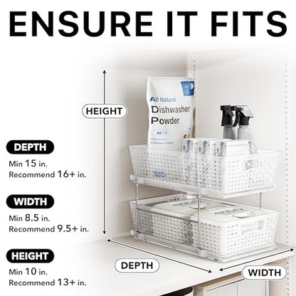 Simple Houseware 2 Tier Bathroom Organizer Tray Pull-Out Sliding Drawer/Under-Sink Storage, Clear - color: Clear