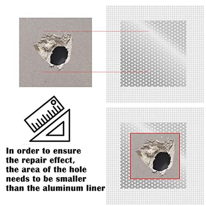 Wall Repair Drywall Repair kit, Self Adhesive Fiberglass 4 Inch Aluminum Wall Fiber Mesh Large Hole Repair Patch Sheetrock Ceiling Dry Wall Fixing Patch for Drywall Plasterboard - size: 4 in. x 4 in.