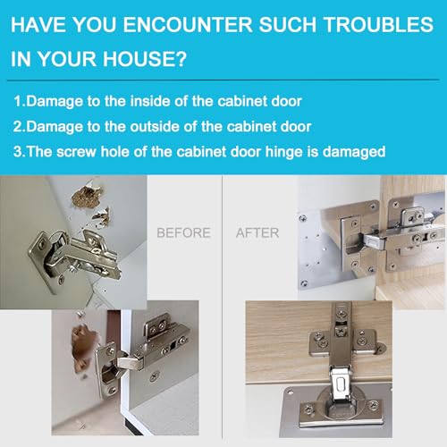 Hinge Repair Plate,Stainless Steel Hinge Repair Brackets,Kitchen Cabinet Repair Plates with Screws for Repair of Door, Home Furniture, Drawer, Boxes, Window, Cupboard (4 Pieces)