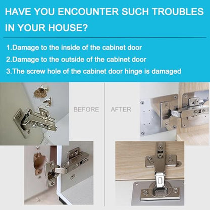 Hinge Repair Plate,Stainless Steel Hinge Repair Brackets,Kitchen Cabinet Repair Plates with Screws for Repair of Door, Home Furniture, Drawer, Boxes, Window, Cupboard (4 Pieces)