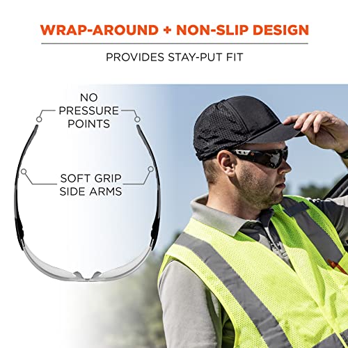 Ergodyne Skullerz SAGA Anti Scratch Safety Glasses, Anti-Fog, ANSI z87.1 - color: Clear Lens