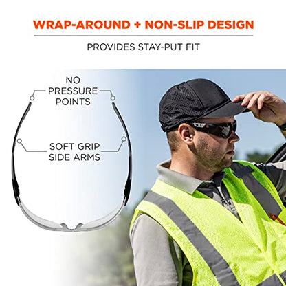 Ergodyne Skullerz SAGA Anti Scratch Safety Glasses, Anti-Fog, ANSI z87.1 - color: Clear Lens