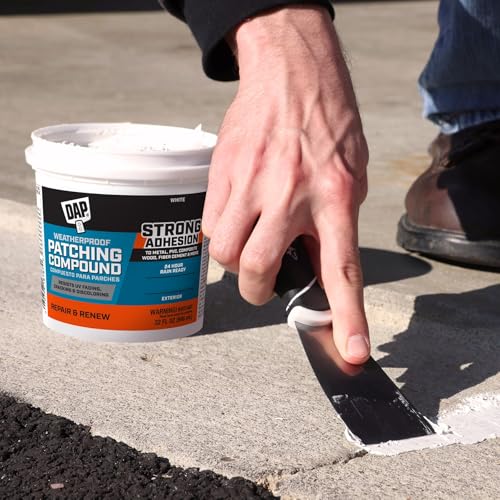 DAP Weatherproof Patching Compound, White, 32 Oz (7079818787) - size: 32 Fl Oz