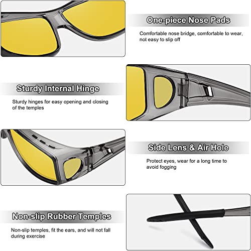 MEETSUN Fit Over Glasses Sunglasses for Men Women,Wrap Around Sunglasses Polarized UV400 Protection - color: (Z1)transparent Gray Frame-night Vision Lens