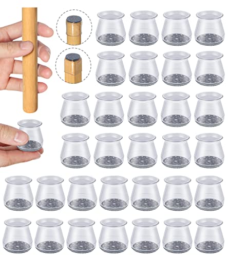 32 Pcs Chair Leg Floor Protectors - OASMU Silicone Felt Pads, Scratch-Proof & Noise-Free, Easy Smooth Moving, Small Size (Fits Round Chair Legs: 15/16" to 1-5/16" Diameter) - color: Clear-32pcs, size: Universal Small