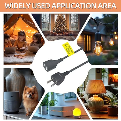 Gray Extension Cord 9FT Thin Flexible Light Duty for Indoor Use 625W 125V 5A 2 Prong Power Cable Plug Ideal for, Humidifier, Holiday Lights, Lamps, Security Cameras, Appliance (1 Pack) - size: 9FT Gray (1Pack)