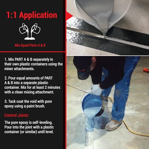 ElastiPoxy Concrete Joint & Crack Filler Kit – 2 Quarts – Flexible Epoxy Joint Sealant for Floor-to-Wall Joints, Contraction Joints, Cracks in Concrete Blocks, and Spalled Surfaces