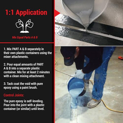 ElastiPoxy Concrete Joint & Crack Filler Kit – 2 Quarts – Flexible Epoxy Joint Sealant for Floor-to-Wall Joints, Contraction Joints, Cracks in Concrete Blocks, and Spalled Surfaces