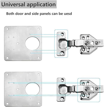 4 Piece Hinge Repair Kit - Cabinet Hinge Repair Plate Stainless Steel Door Hinge Repair Kit for Kitchen Cabinet Hinge Repair Brackets with Mounting Screws and Screwdrivers (4) (4, 3.5"x3.5") - size: 3.5"x3.5"