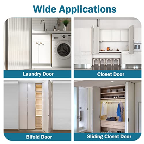 Bifold Door Hardware Repair Kit - 2 Pack Bi-fold Sliding Closet Doors Replacement Parts Include Top & Bottom Bracket, 3/8" Pivot, 7/8" Guides Wheel, for Folding Pocket Door Accordion - style: 2 Pack Sliver